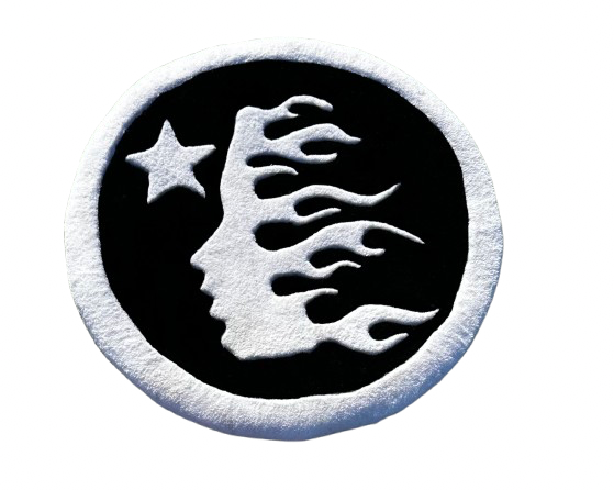 White and Black Hell Star Rug 2 FT
